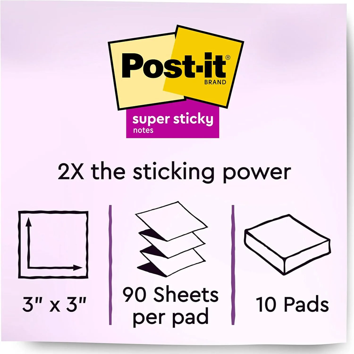 Post-it Super Sticky Pop Up Notes, 3 x 3 in, 10 Pads, 90 Sheets/Pad - Energy Boost Collection
