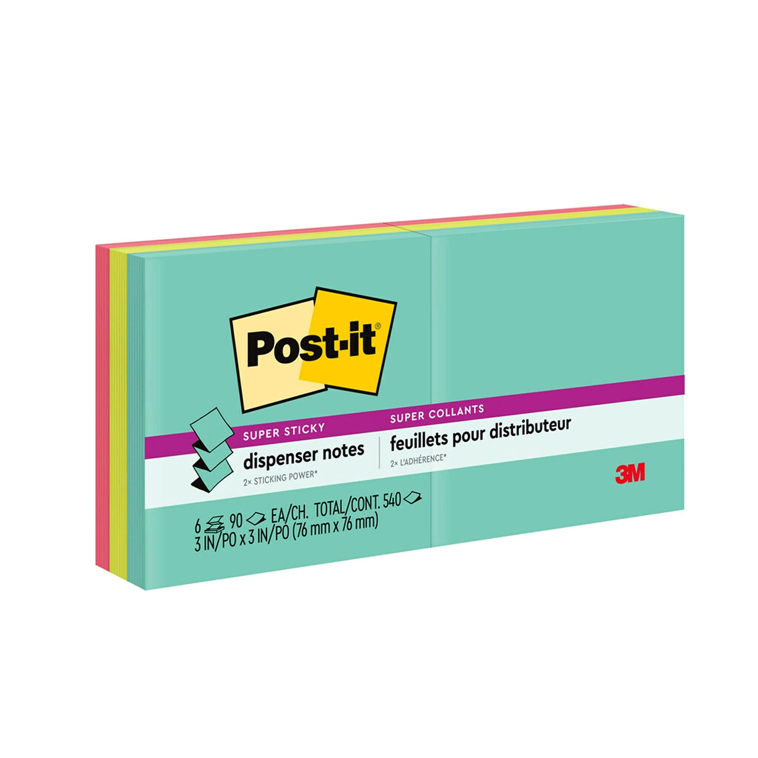 Post-it Super Sticky Pop-up Notes, 3 x 3 in, 6 Pads (Supernova Neons)