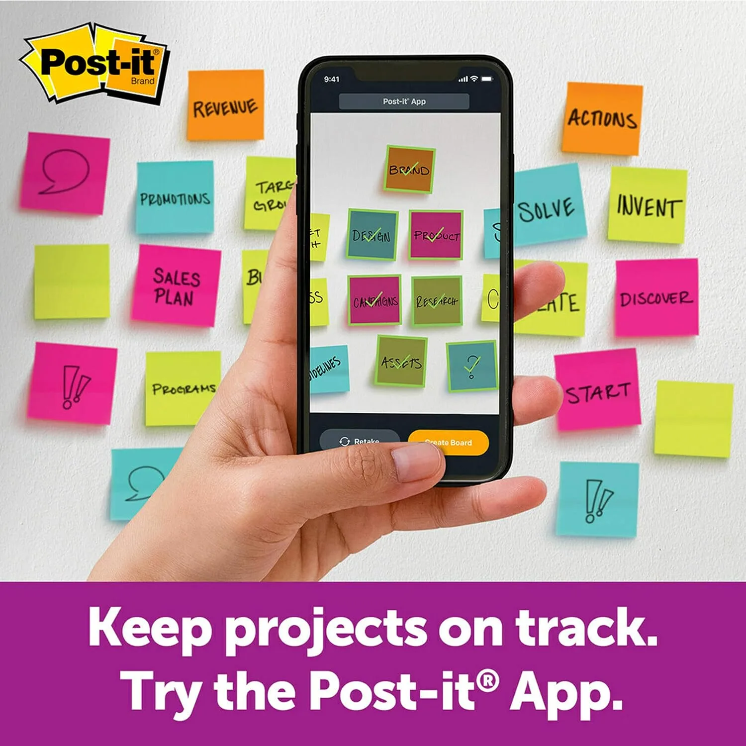 Post-it Super Sticky Pop-up Notes, 3 x 3 in, 6 Pads (Supernova Neons)