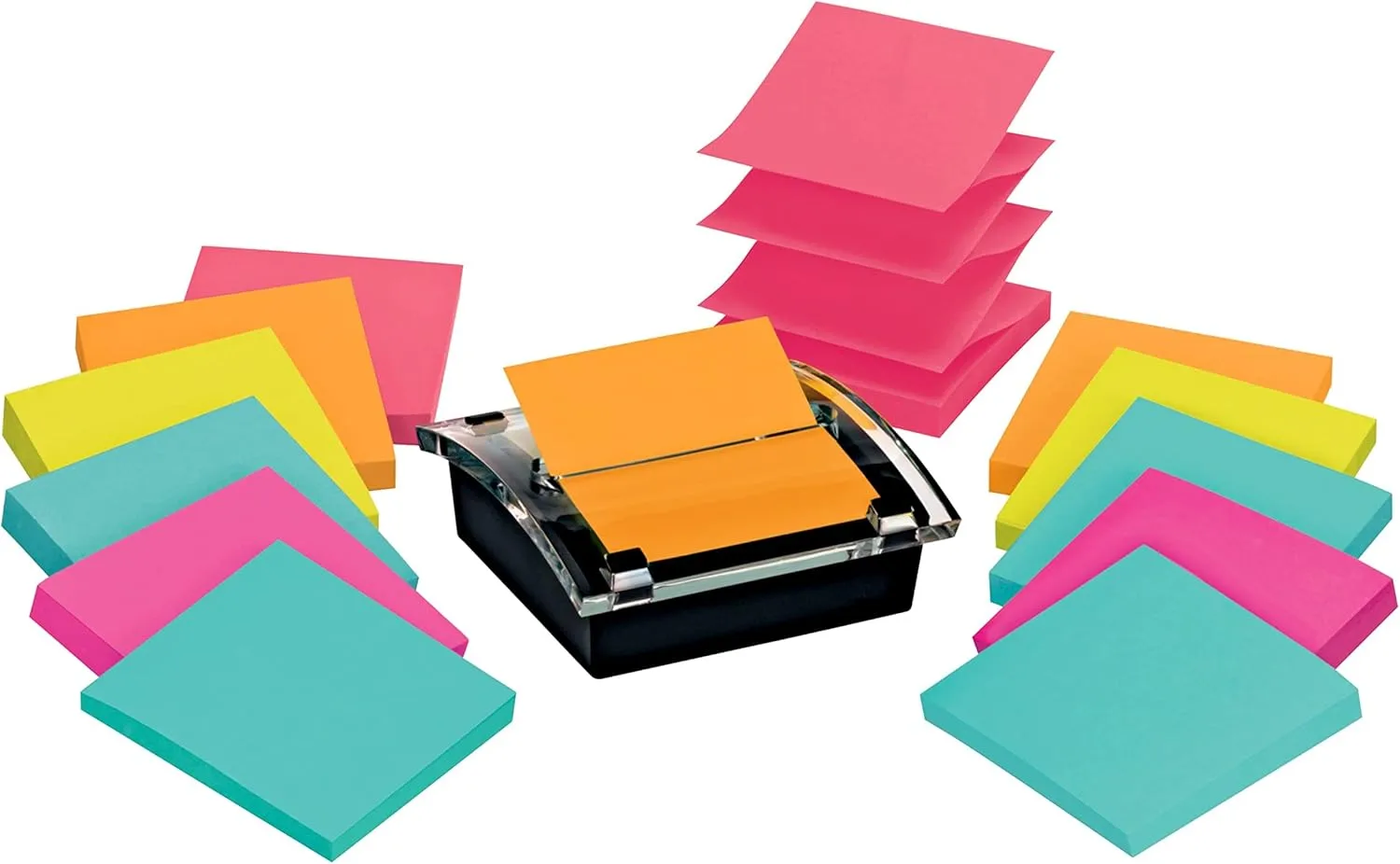 Post-it Sheet Super Sticky Note and Dispenser Value Pack, 3 in x 3 in, 12 Pads, Assorted Colors (DS330-SSVA) 2.3" x 6.3"