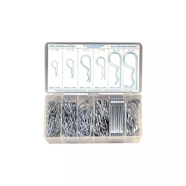 Precision Brand 12915 150 Piece Hitch Pin Clip Assortment, Spring Steel, Plastic Compartment Box is Easy to Store