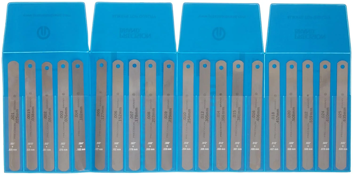 Precision Brand 19740 Steel Thickness Feeler Gage Poc-Kit Assortment, 1/2" Width, 5" Length, 20 Blades