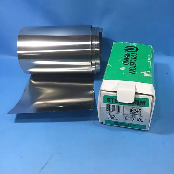 Shim Stock: 0.003'' Thick, 100'' Long, 6" Wide, 1010 Low Carbon Steel