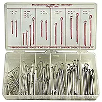 Stainless Steel Cotter Pin Assortment (124 Pieces), Inch, With Case