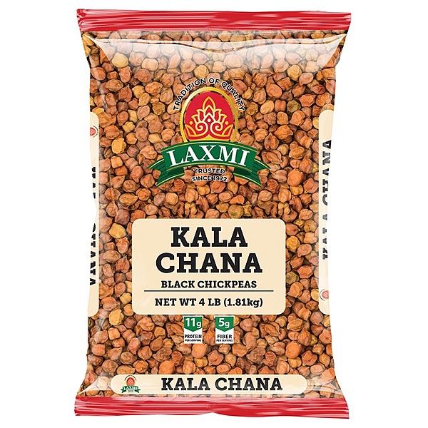 4lb bag of dried Kala Chana, a high-protein and high-fiber black chickpea variety.