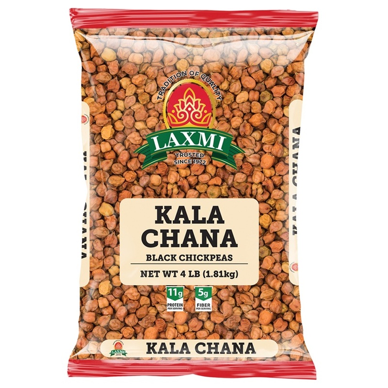 4lb bag of dried Kala Chana, a high-protein and high-fiber black chickpea variety.