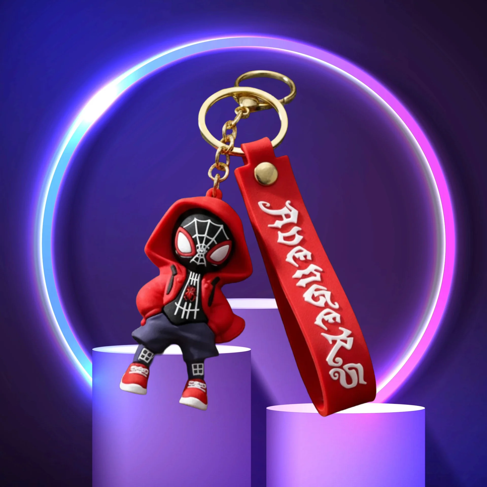 Superhero 3D Spider Man with Black Hoodie Keychain