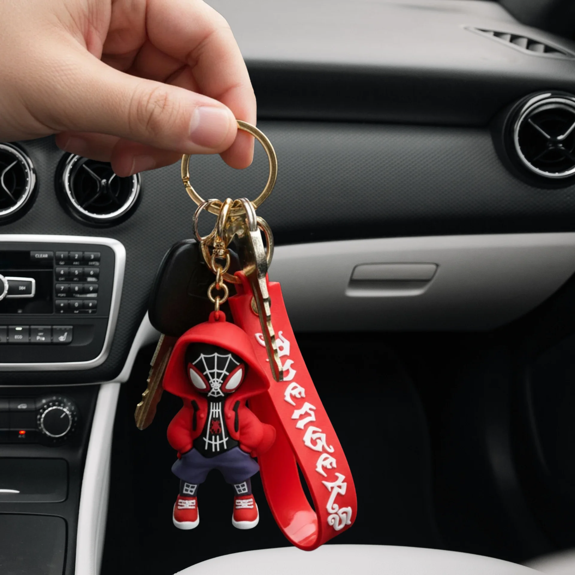 Superhero 3D Spider Man with Black Hoodie Keychain