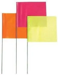 Presco - Stake Flags 4"X5"X24" Wire Pinkglostake Flag: 764-4524Pg - 4"x5"x24" wire pinkglostake flag [Set of 100]