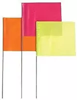 Presco - Stake Flags 4"X5"X24" Wire Pinkglostake Flag: 764-4524Pg - 4"x5"x24" wire pinkglostake flag [Set of 100]