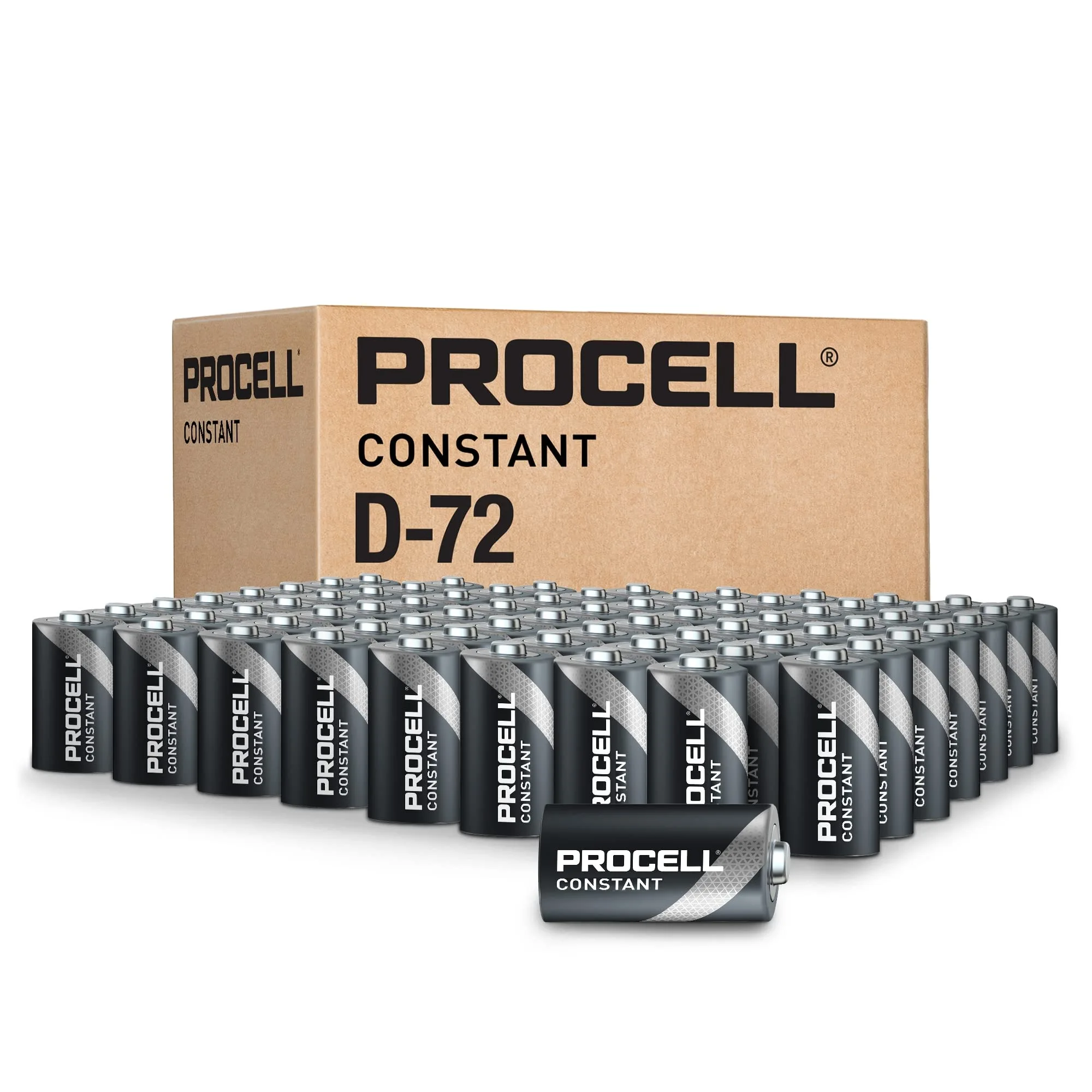 PROCELL Constant D Cell Long-Lasting Alkaline Batteries (72 Pack), 10-Year Shelf Life