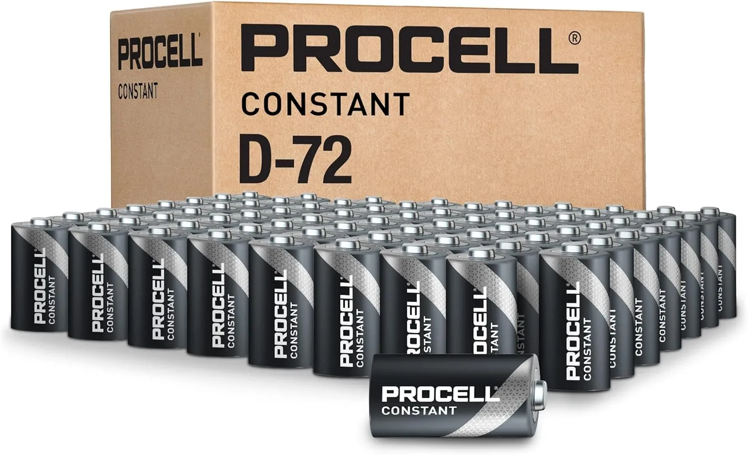 PROCELL Constant D Cell Long-Lasting Alkaline Batteries (72 Pack), 10-Year Shelf Life