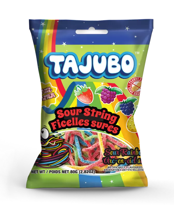 Tajubo Strings Sour Rainbow 80g 12ct