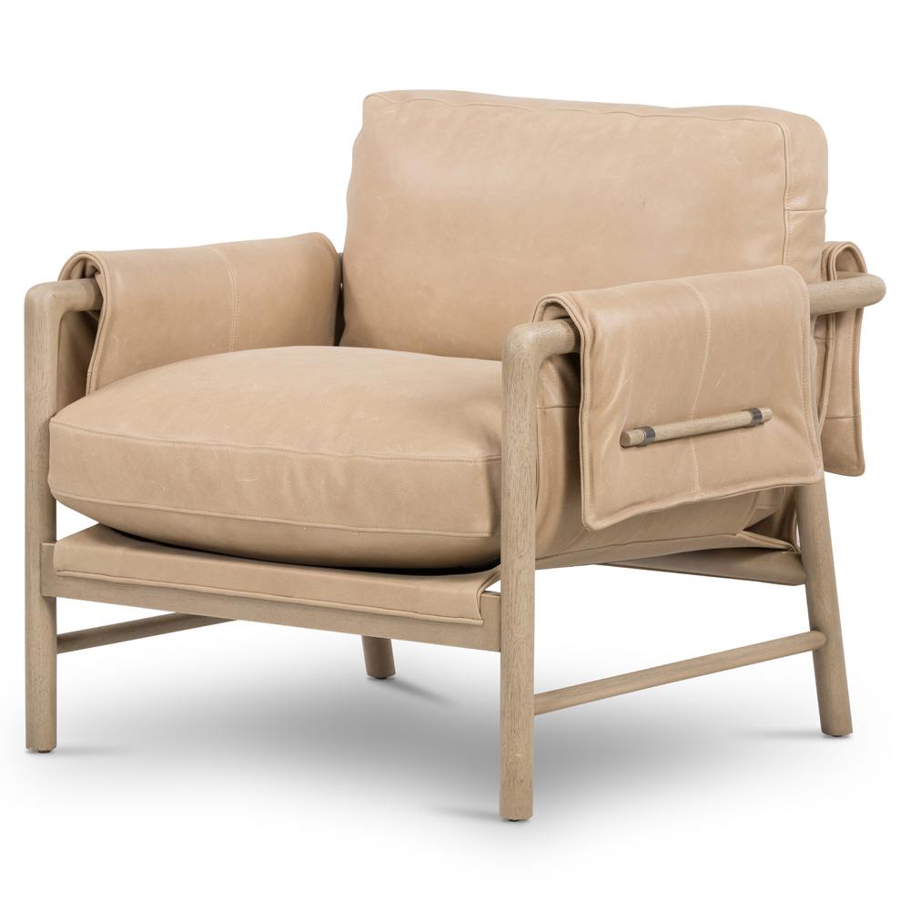 Henry Rustic Lodge Brown Upholstered Wood Frame Arm Chair