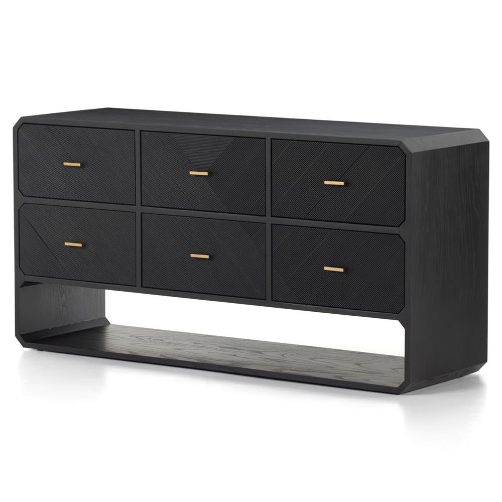 Joy Rustic Lodge Black Ash Wood Dresser