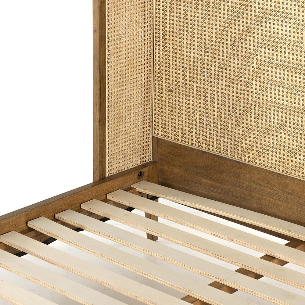 Annette Coastal Beach Natural Woven Cane Wood Wingback Bed - King