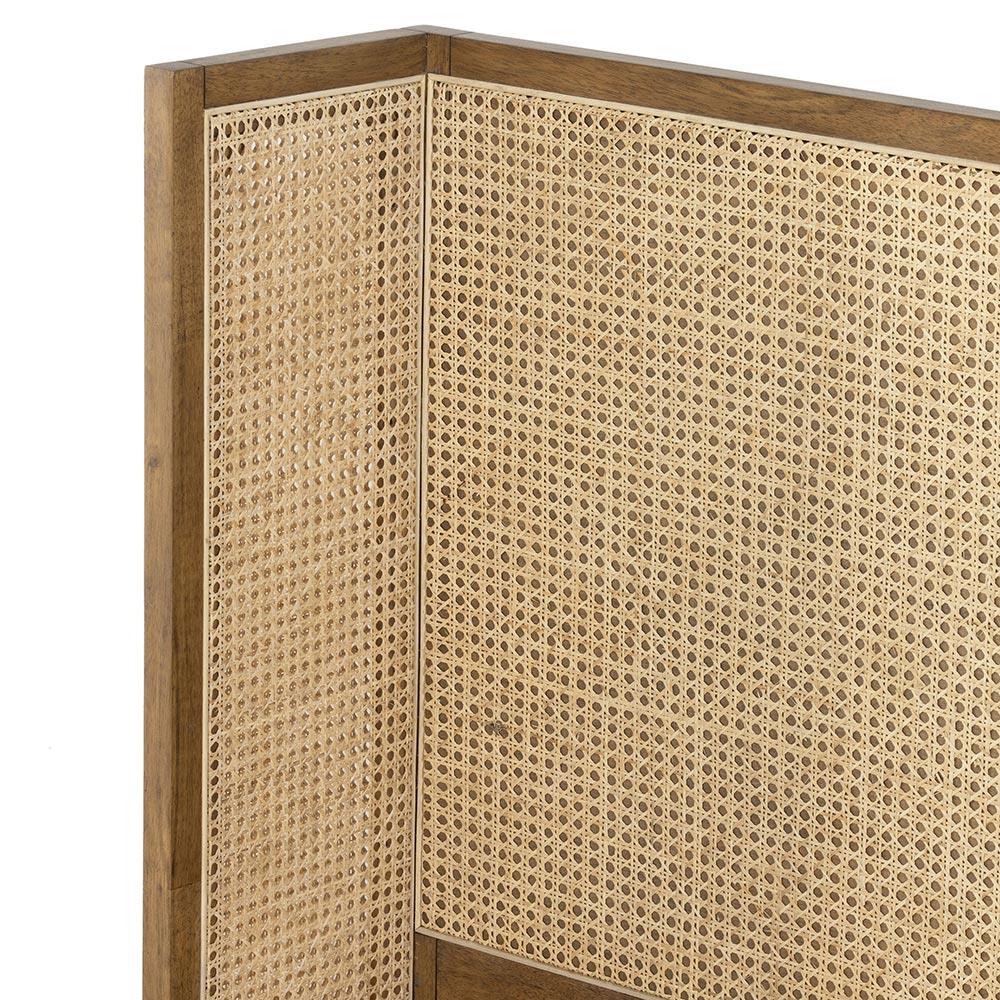 Annette Coastal Beach Natural Woven Cane Wood Wingback Bed - King