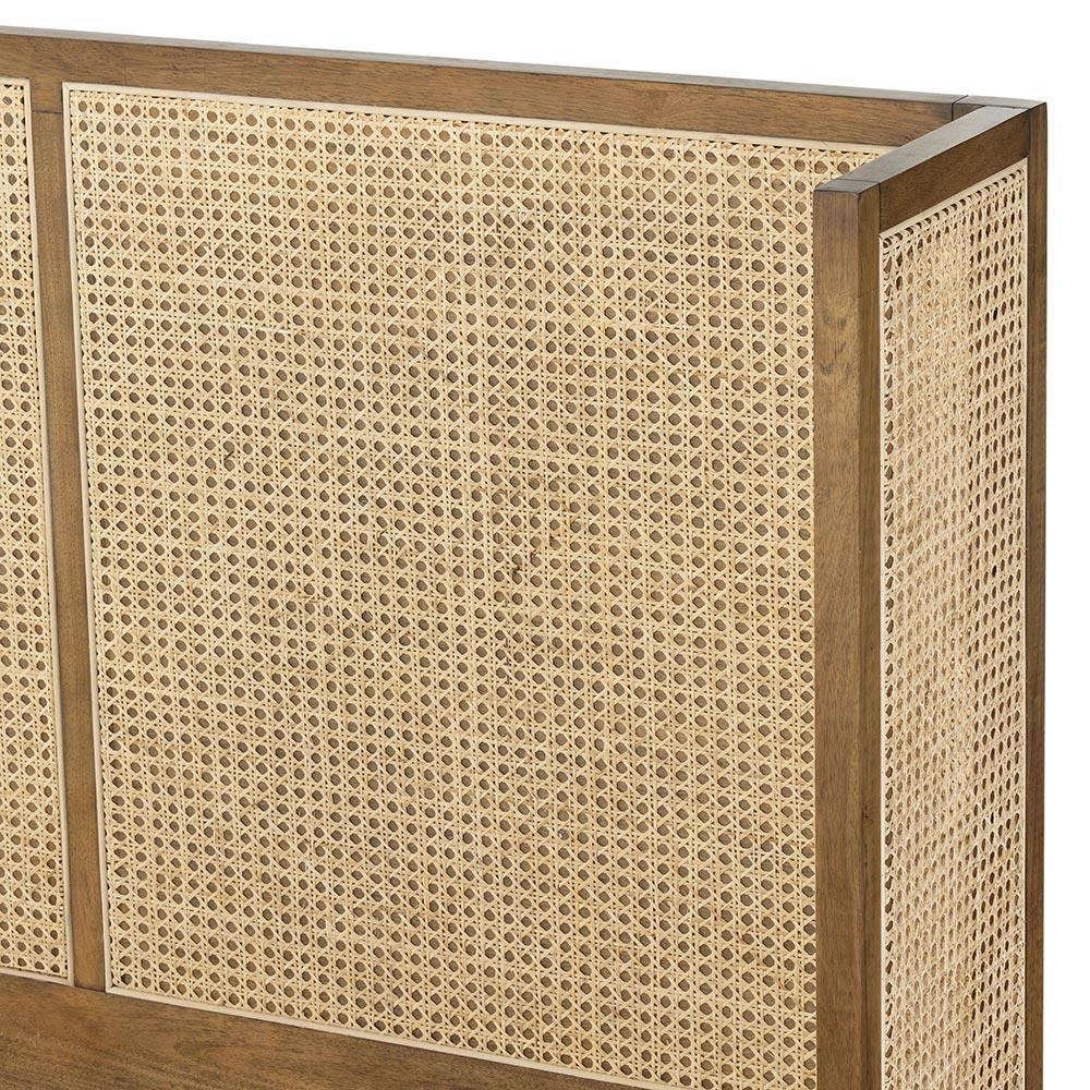 Annette Coastal Beach Natural Woven Cane Wood Wingback Bed - King