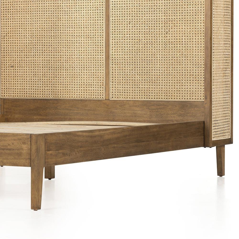 Annette Coastal Beach Natural Woven Cane Wood Wingback Bed - King