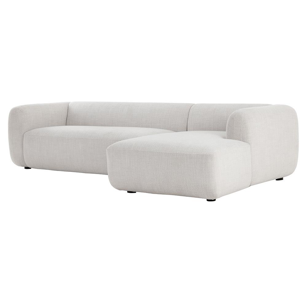 Roy Modern Off White Performance 2 Piece Curved Sectional Sofa - RAF - 120"Wx63"D