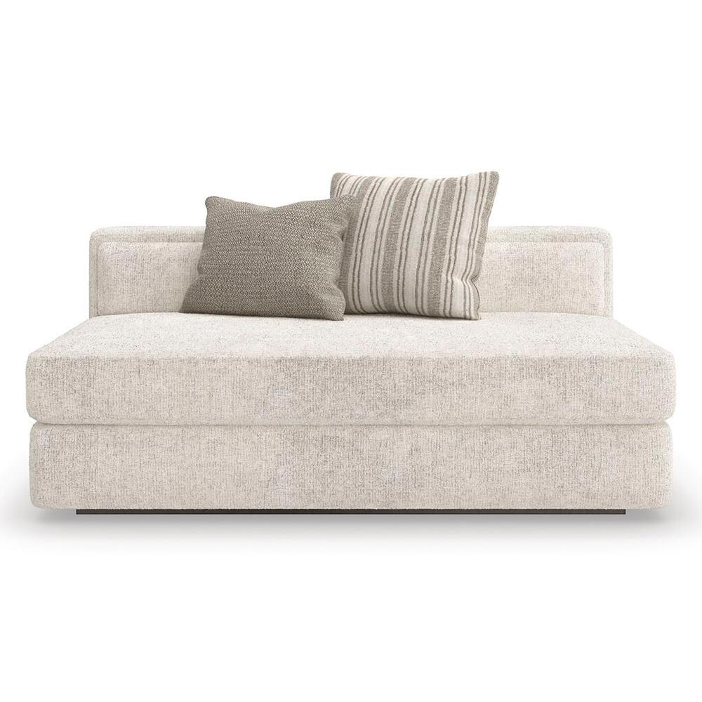 Caracole Unity Modern Beige Performance Upholstered Armless Loveseat