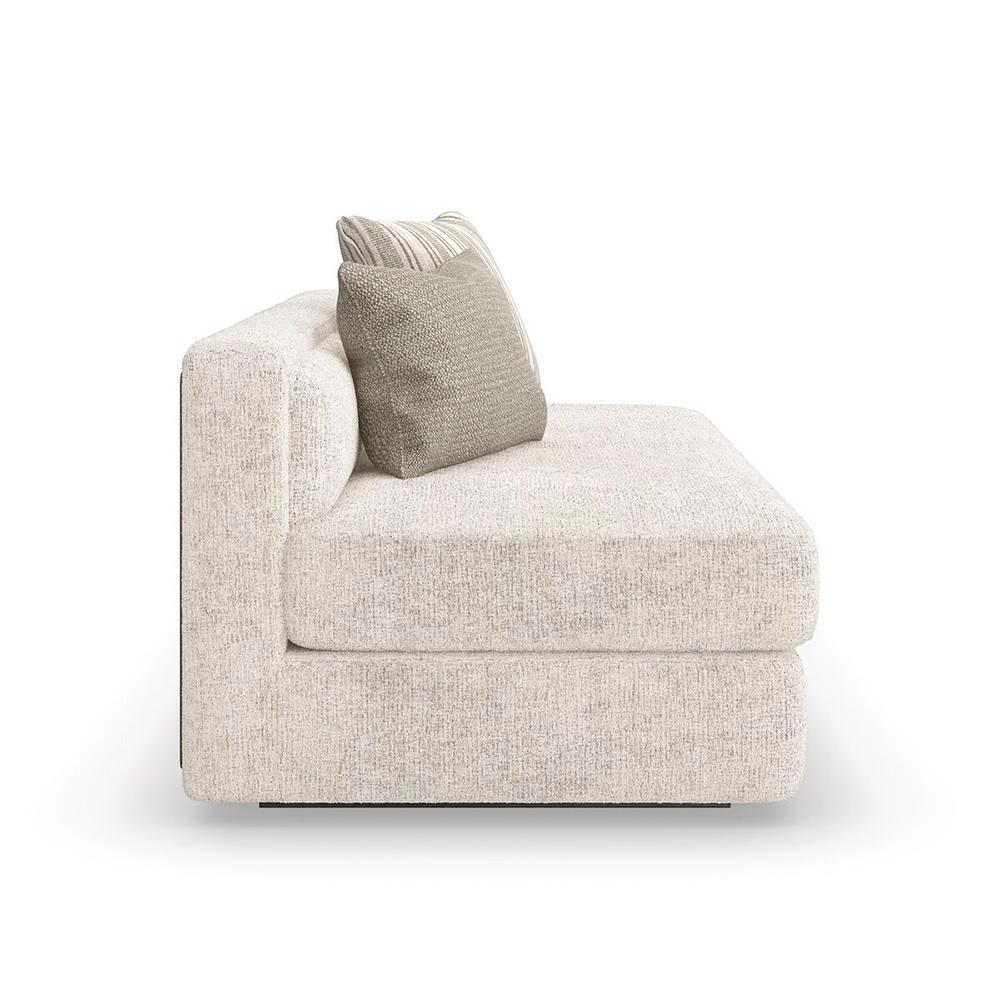 Caracole Unity Modern Beige Performance Upholstered Armless Loveseat