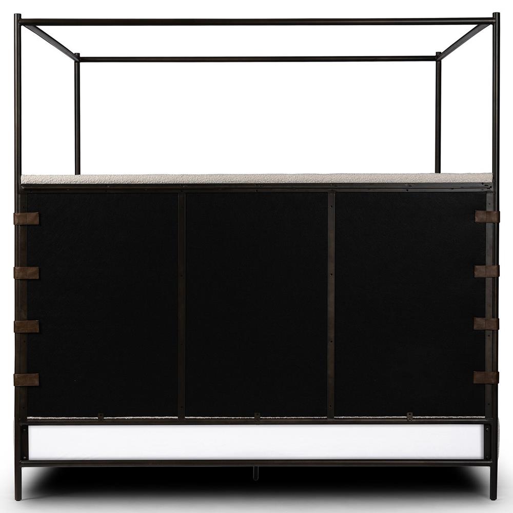 Gerald Modern Cream Boucle Performance Black Iron Canopy Bed - King