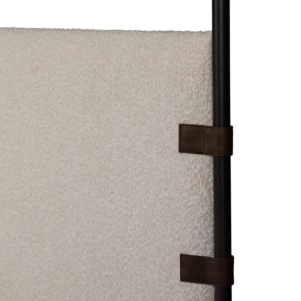 Gerald Modern Cream Boucle Performance Black Iron Canopy Bed - King