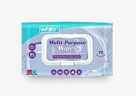 White Multipurpose Wet Wipes - 72 Wipes