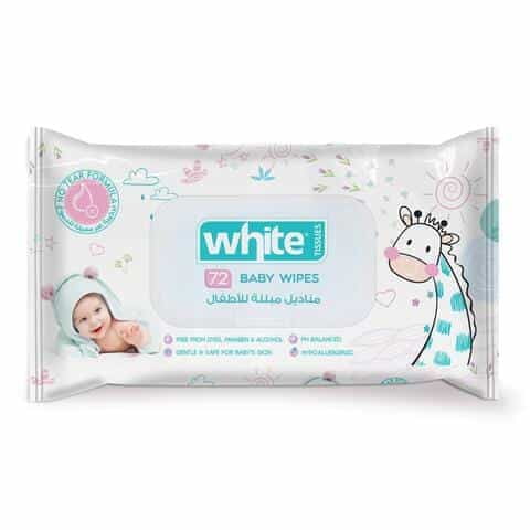 White Wet Wipes Baby Antiseptic - 72 Wipes