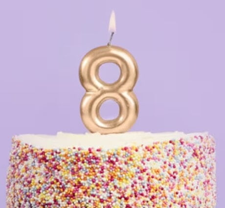 Number 8 Gold Candle