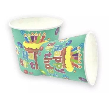 Green Birthday Cups - Pack of 10 Pieces