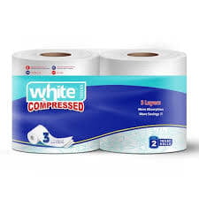 White Toilet Paper - 2 Compressed Rolls
