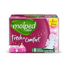 Molped Sanitary Pads - Ultra Thin Long - Night - 7 Pieces Pack