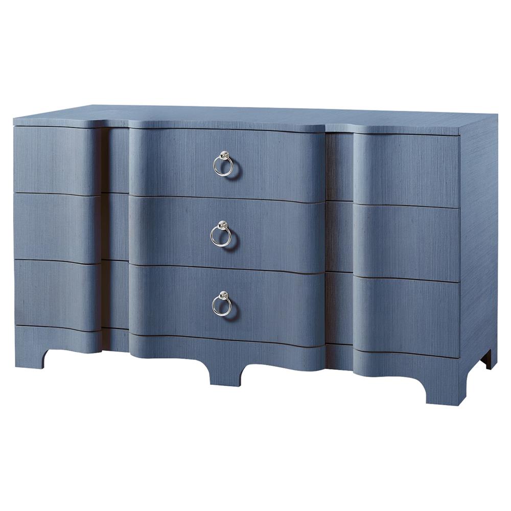 Villa & House Bardot Lacquer Grasscloth Navy Blue Dresser - 9 Drawer