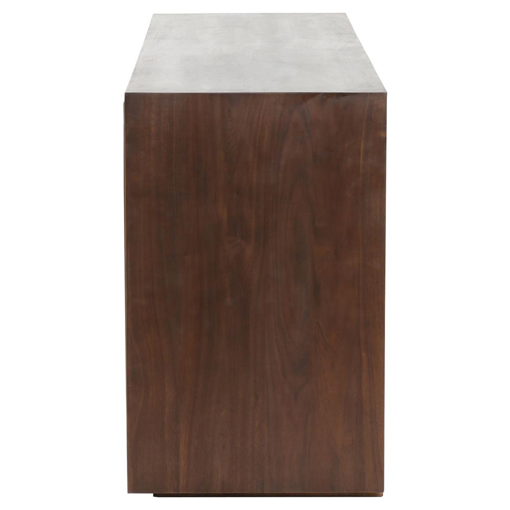 Earl Modern Honeycomb Pattern Mirrored Door Dark Walnut Wood Sideboard