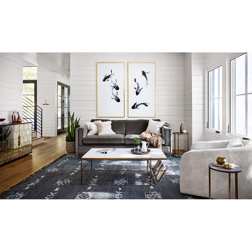 Earl Modern Honeycomb Pattern Mirrored Door Dark Walnut Wood Sideboard