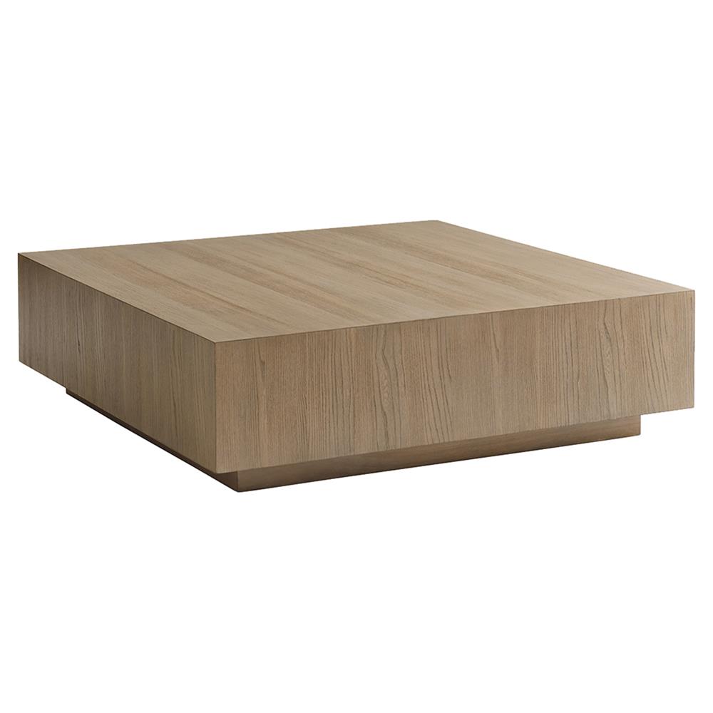 Lexington Tatum Modern Classic Grey Elm Wood Cube Square Block Coffee Table