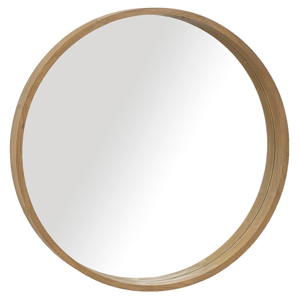 Cassandra Modern Classic Round Brown Teak Wall Mounted Mirror - Small
