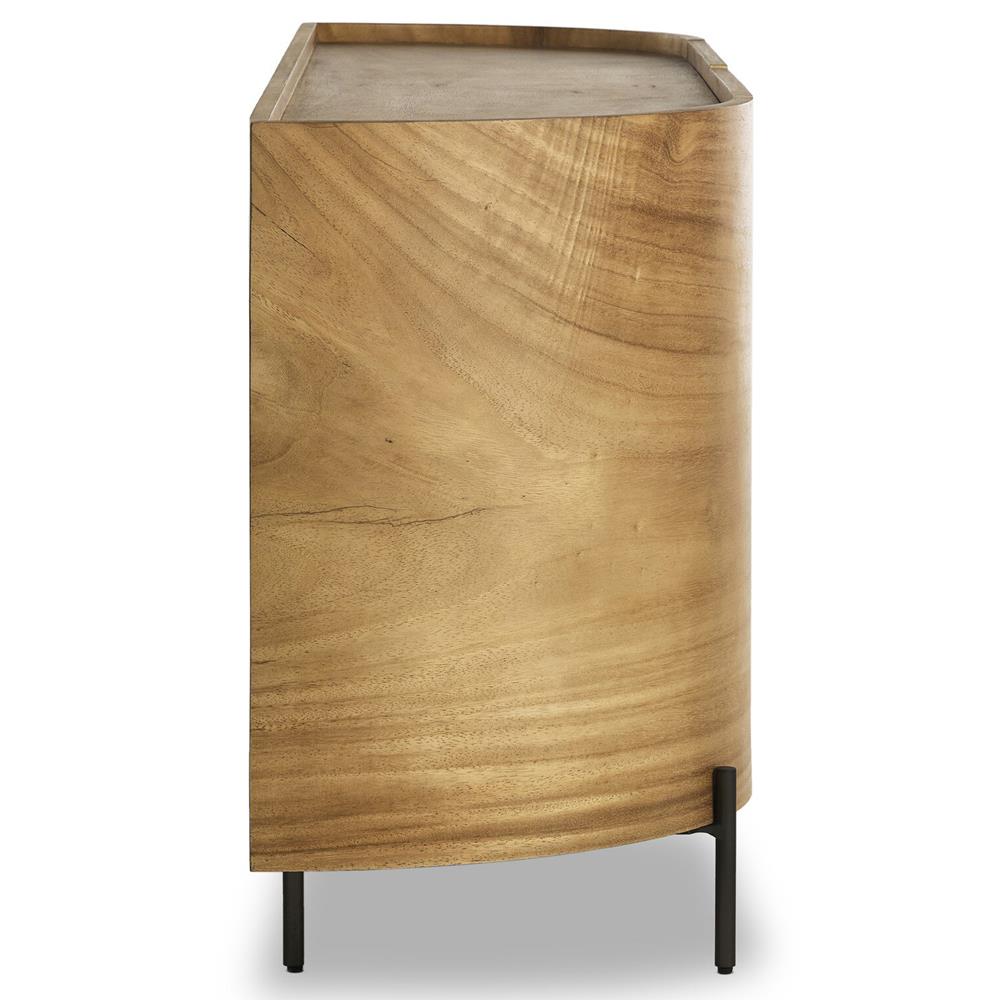 Khalil Rustic Lodge Light Brown Wood Bronze Iron Base 2 Door Curved Sideboard