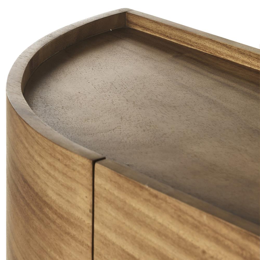 Khalil Rustic Lodge Light Brown Wood Bronze Iron Base 2 Door Curved Sideboard