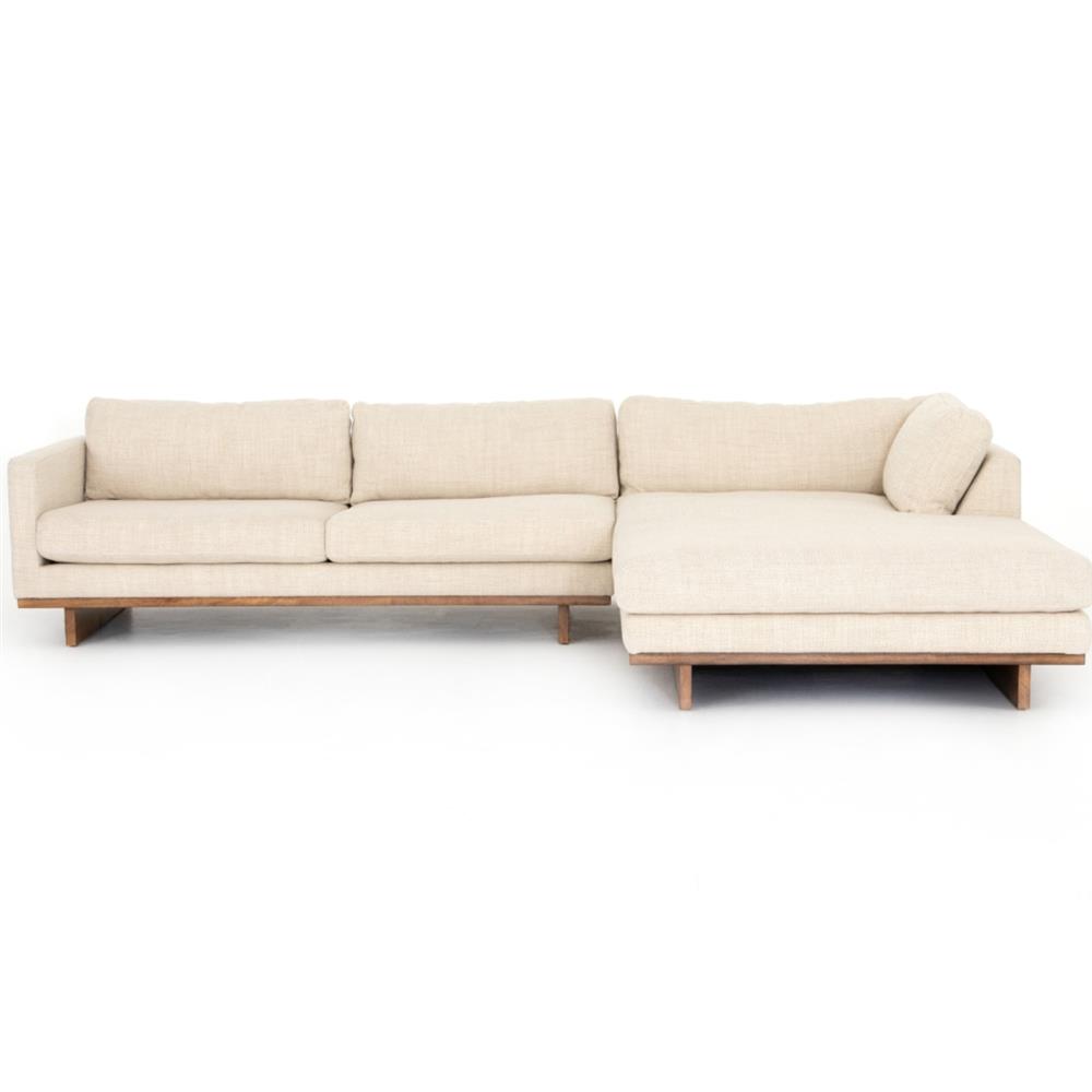 Ethan Modern Classic Cream Performance Sectional Sofa - 86" Right Arm Facing
