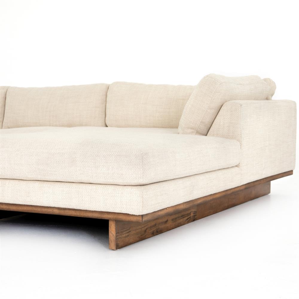 Ethan Modern Classic Cream Performance Sectional Sofa - 86" Right Arm Facing