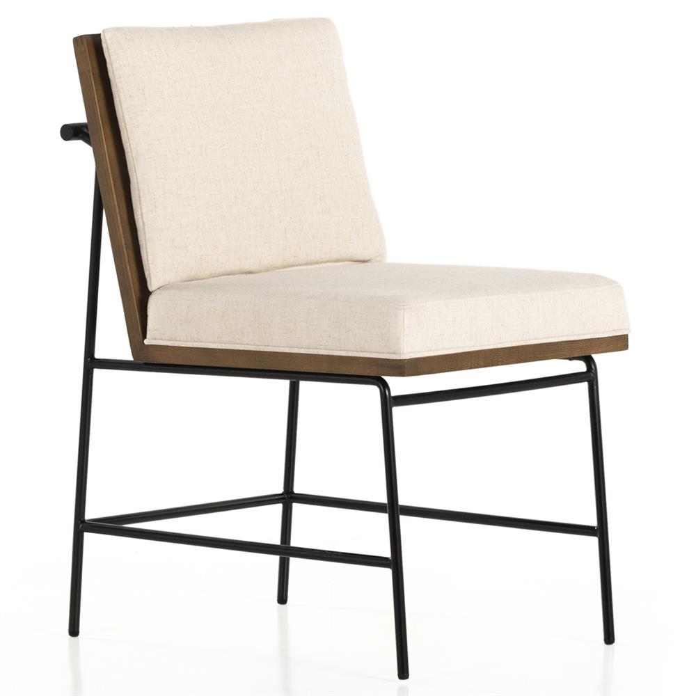 Inno Industrial Loft White Performance Black Wood Iron Frame Dining Side Chair