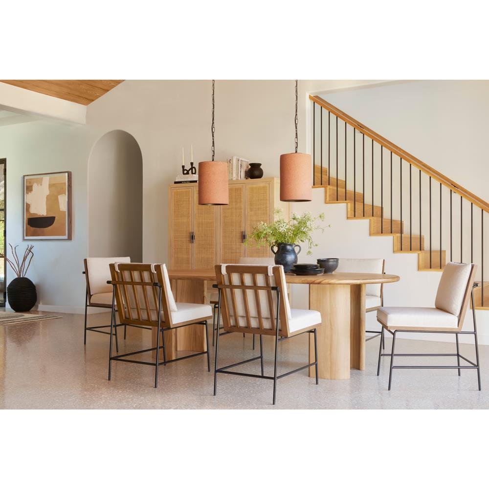 Inno Industrial Loft White Performance Black Wood Iron Frame Dining Side Chair