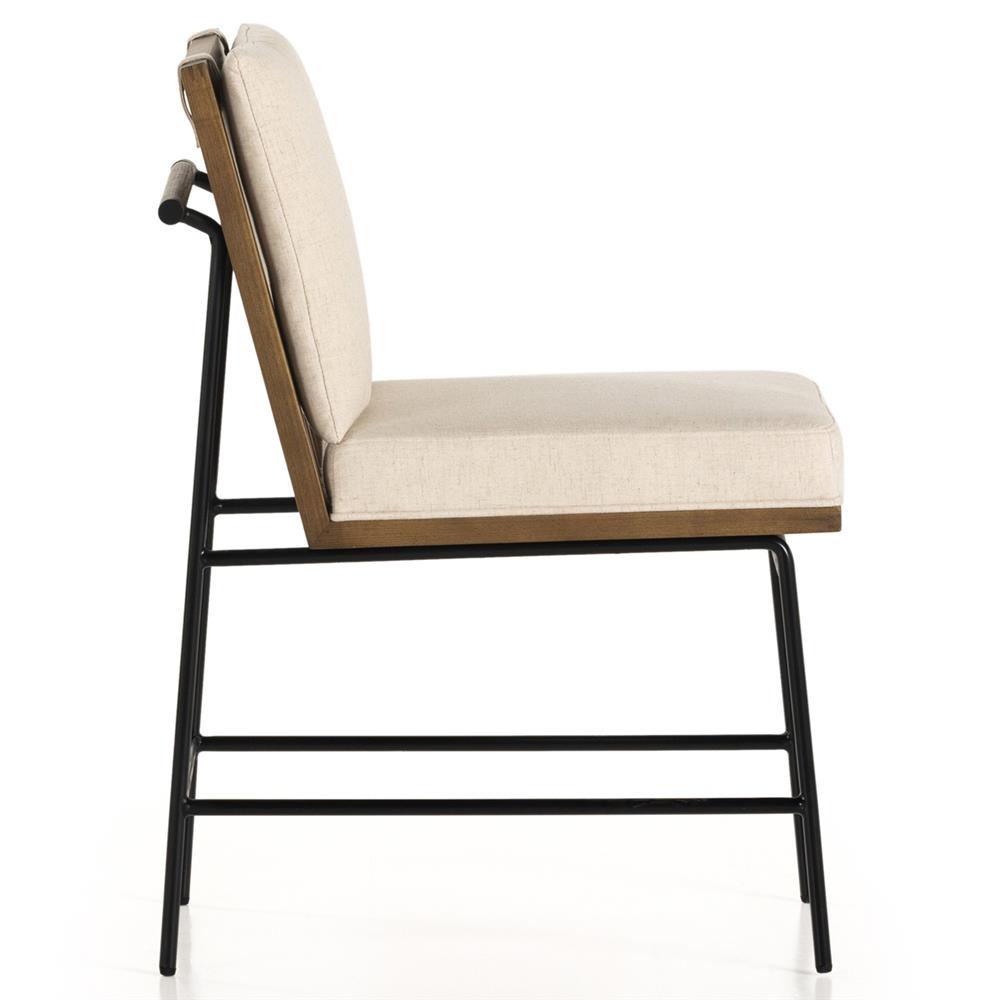 Inno Industrial Loft White Performance Black Wood Iron Frame Dining Side Chair