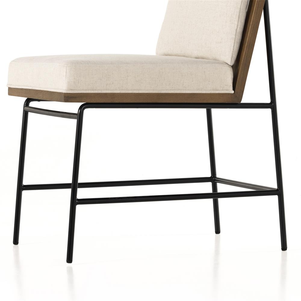 Inno Industrial Loft White Performance Black Wood Iron Frame Dining Side Chair