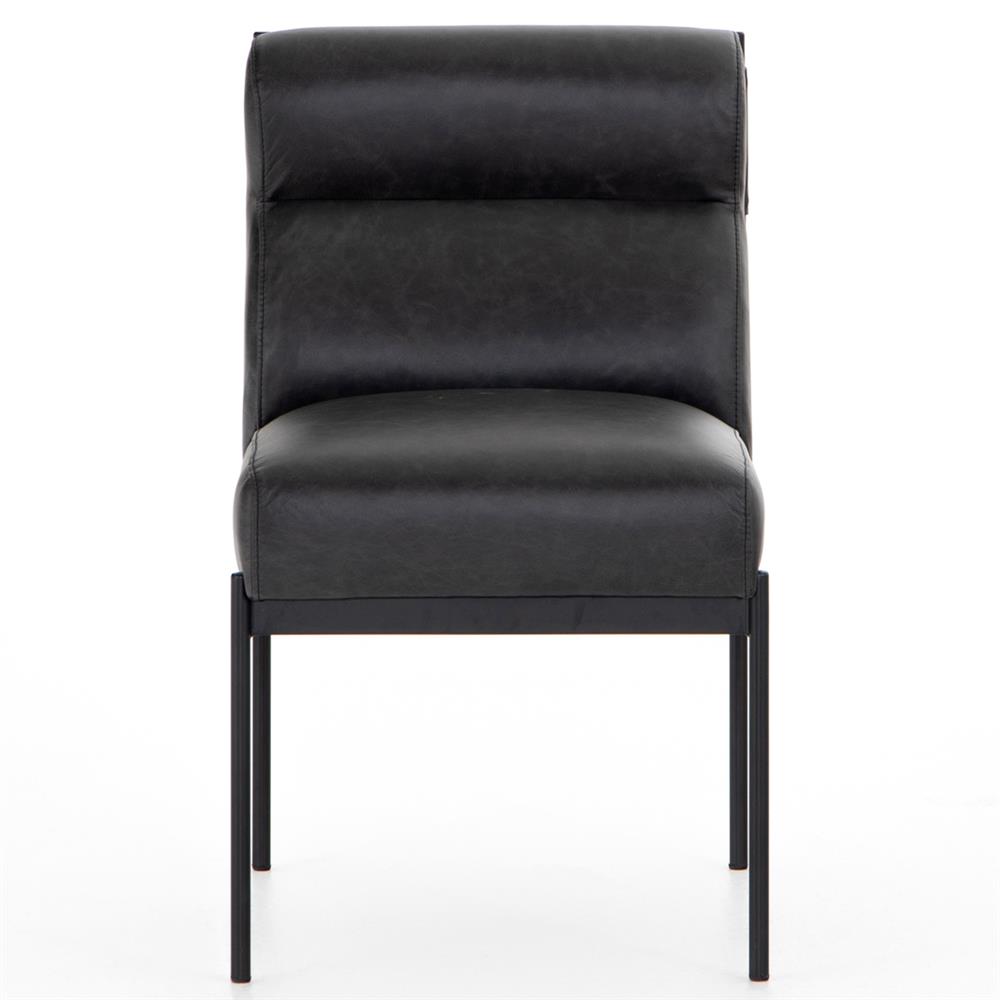 Greyson Modern Classic Black Leather Upholstered Iron Dining Side Chair