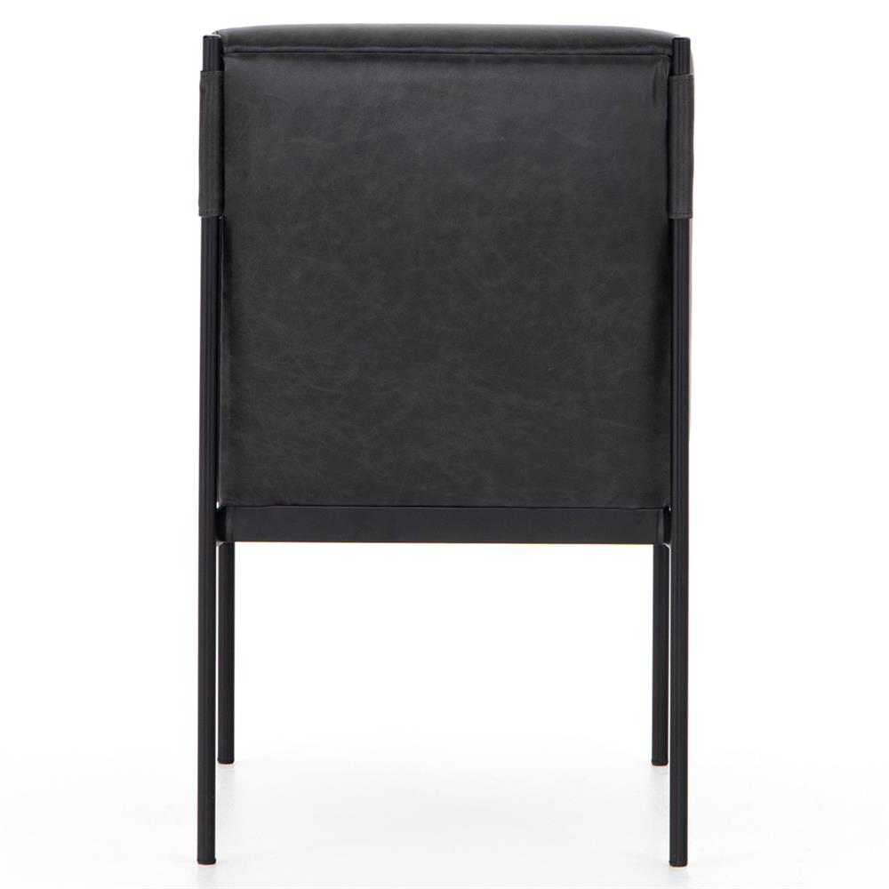 Greyson Modern Classic Black Leather Upholstered Iron Dining Side Chair