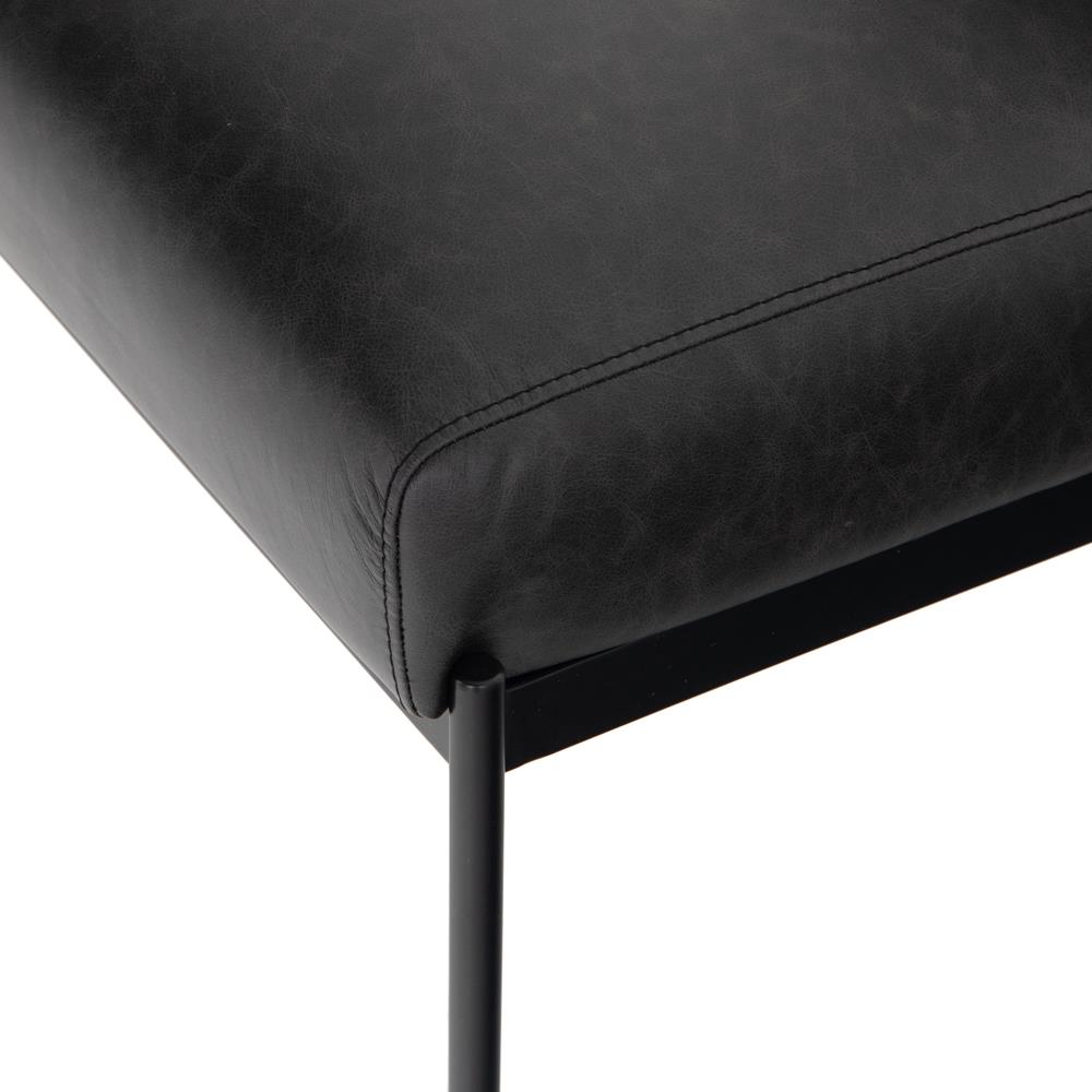 Greyson Modern Classic Black Leather Upholstered Iron Dining Side Chair